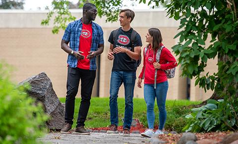 Students walking on campus at St. Cloud State